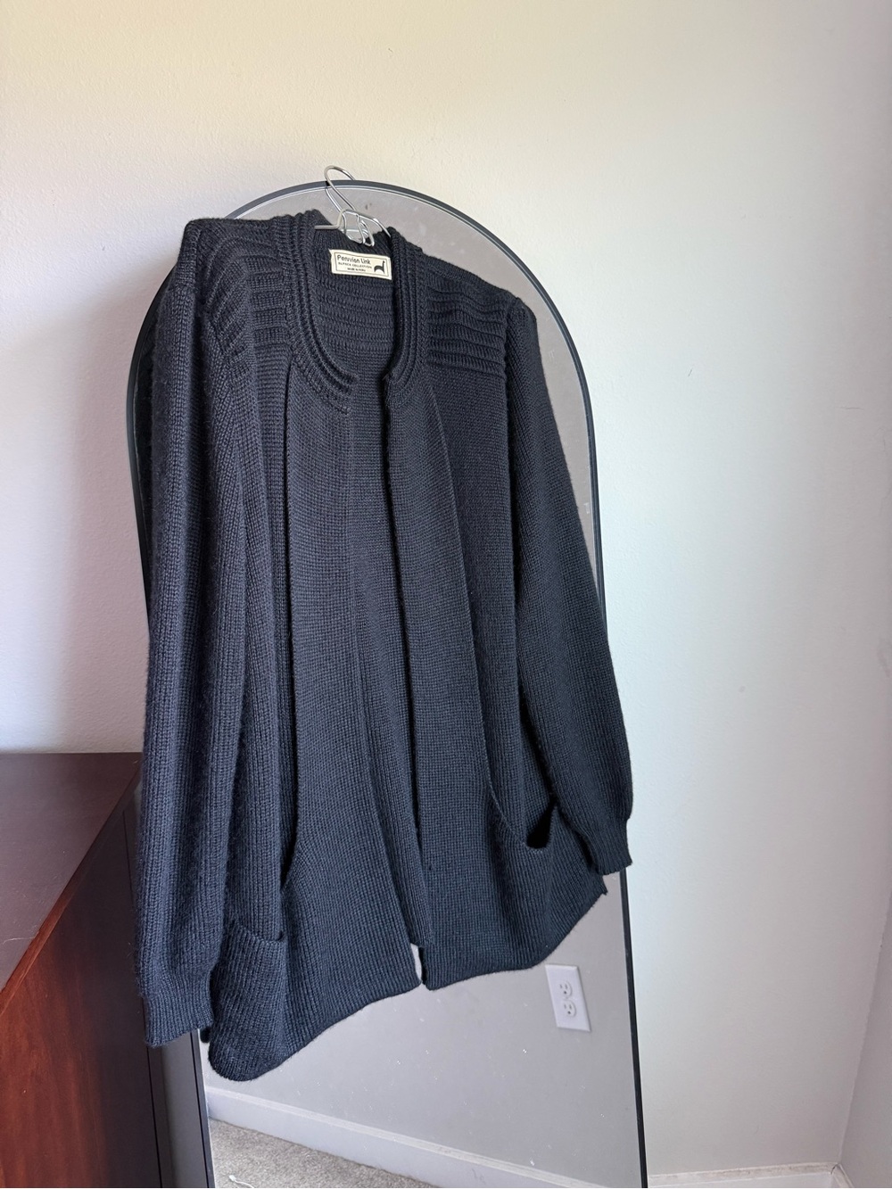 Peruvian Link Alpaca Cardigan Sweater Women’s Size L Open Front Pockets Ribbed